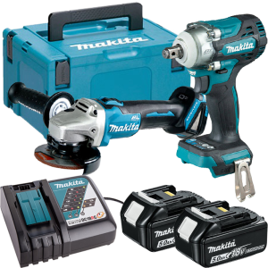 Makita DLX2406TX1 Bộ sản phẩm(dtw300+dga404+bl1850b*2+ dc18rc)