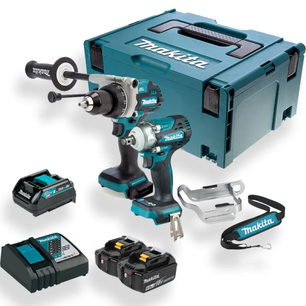 Makita DLX2419JX2 Bộ sản phẩm(dtw300+dhp486+adp10+bl1860b*