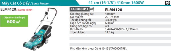 ELM4120 Máy Cắt Cỏ Đẩy Dùng Điện Makita (410MM)