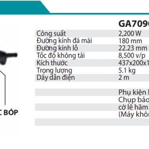 GA7090 Máy Mài Góc Makita (180MM/2200W/CÔNG TẮC BÓP)