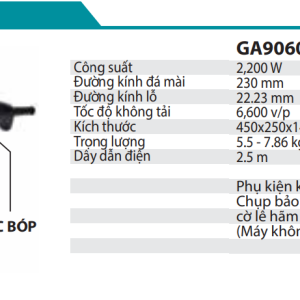 GA9090 Máy Mài Góc Makita (230MM/2200W/CÔNG TẮC BÓP)