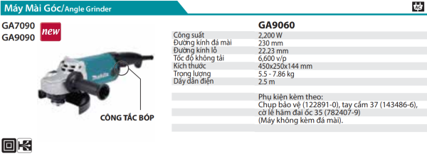 GA9090 Máy Mài Góc Makita (230MM/2200W/CÔNG TẮC BÓP)